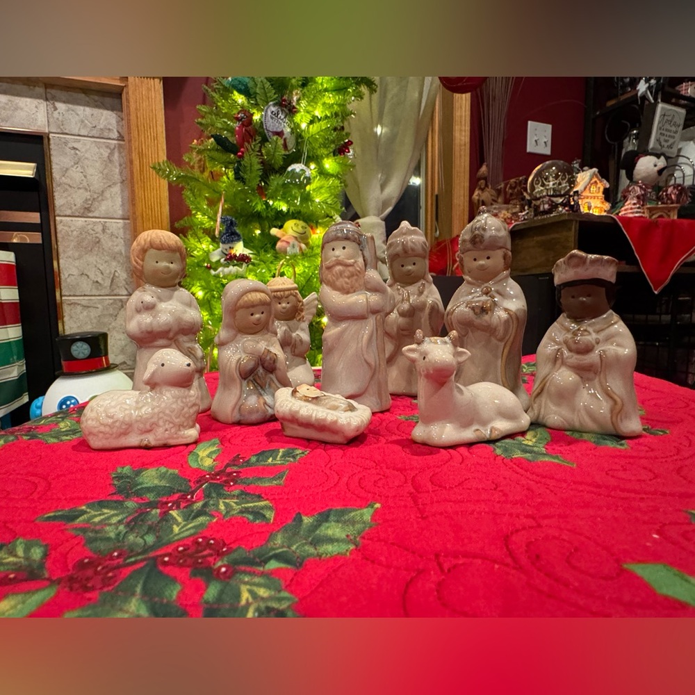 Vintage Tii Kirkland's Potter's Garden Nativity Scene Ceramic 10 Piece Set